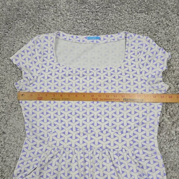 J McLaughlin Catalina Dress XL Purple Geometric Stretch Mini Pocket Travel Ready - Picture 9 of 13